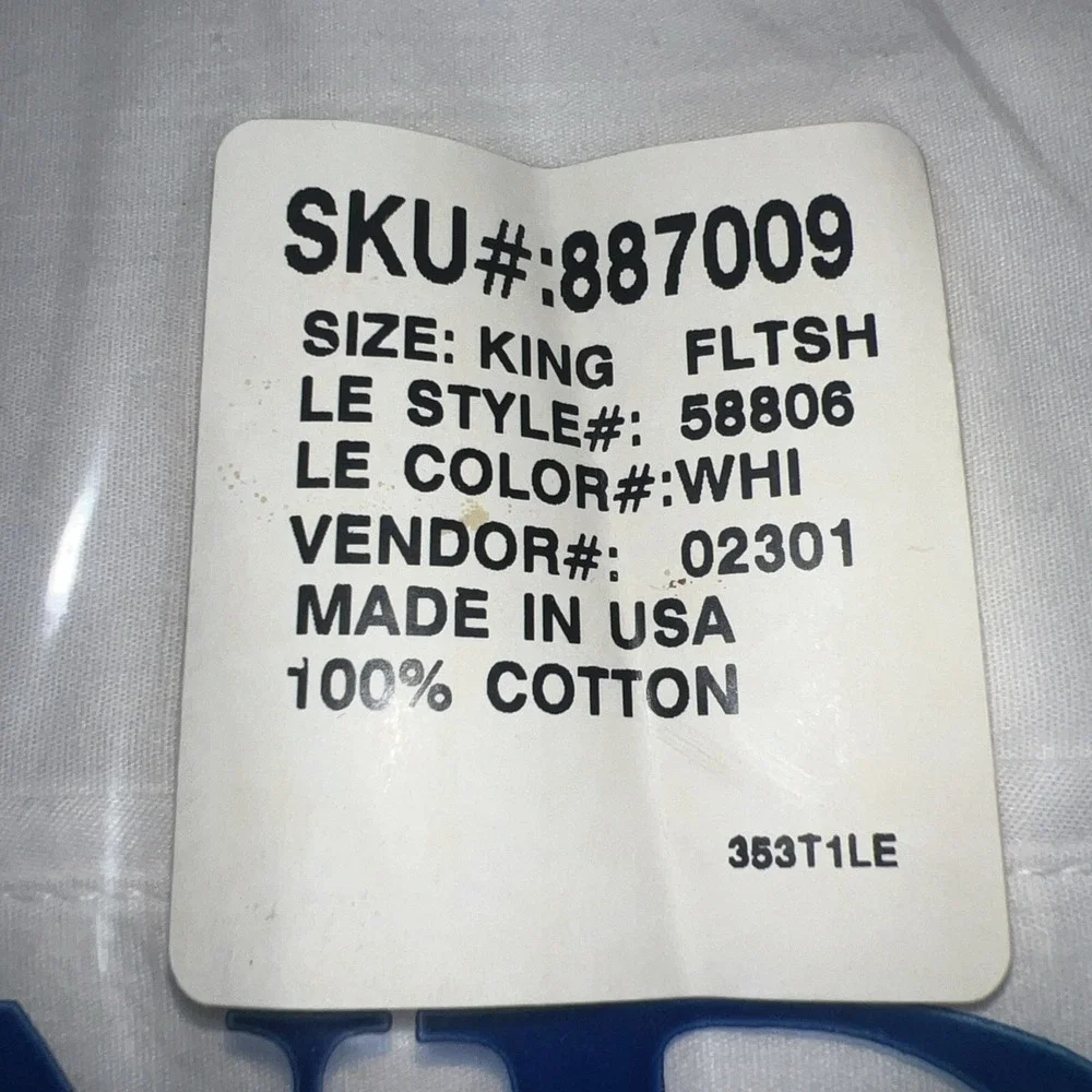 VTG Lands' End King Flat Sheet White Supima Cotton 250 Count Made in USA *Sealed